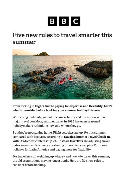 Emmanuel Burgio shares travel trends with the BBC
