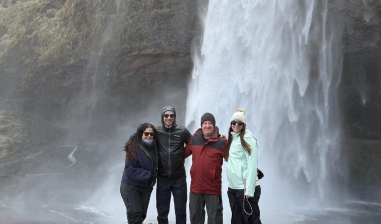 Blue Parallel visits Iceland waterfall on luxury tour