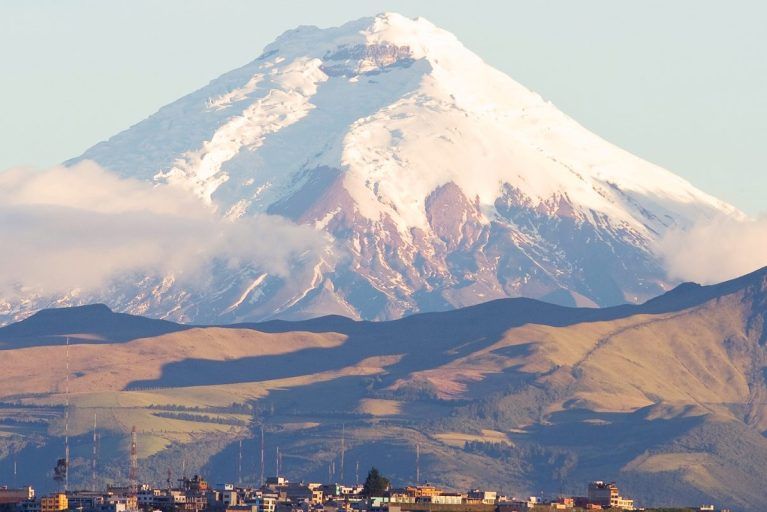 A view of the mountain behind the city in Quito, Ecuador.
