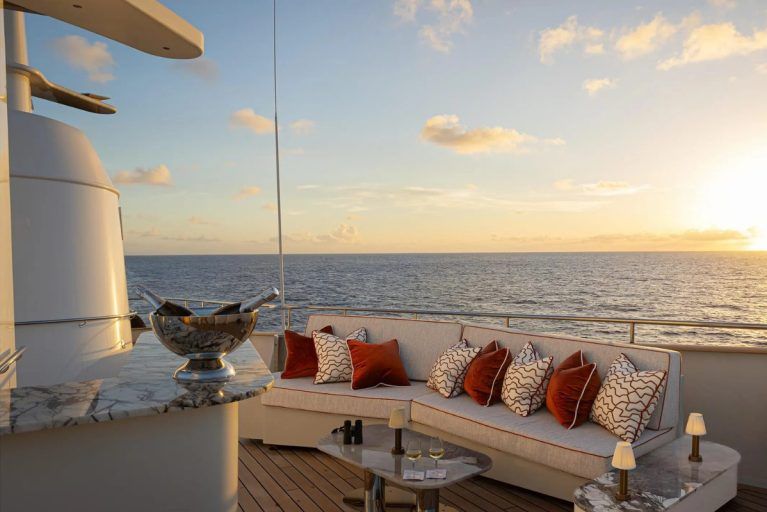 A sunset viewed from the deck of the Aqua Lares